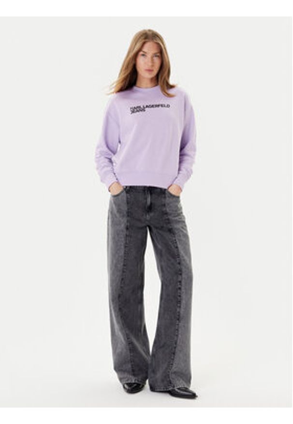 Karl Lagerfeld Jeans Bluza A1W20005 Fioletowy Regular Fit. Kolor: fioletowy. Materiał: bawełna