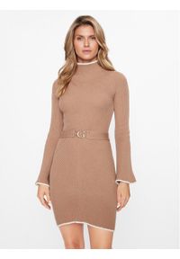 Guess Sukienka dzianinowa W3BK46 Z2WX0 Beżowy Slim Fit. Kolor: beżowy. Materiał: syntetyk, dzianina