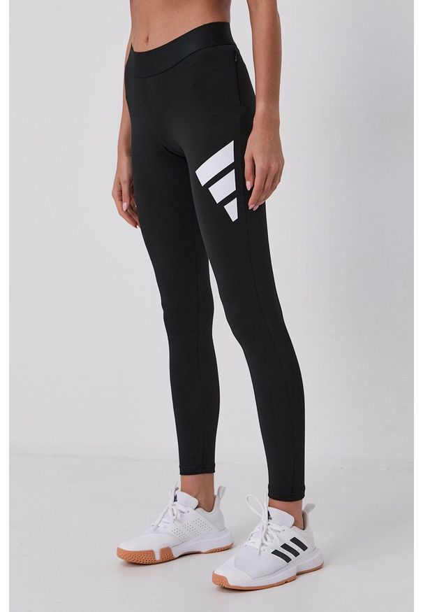 adidas Performance Legginsy damskie kolor czarny z nadrukiem. Kolor: czarny. Materiał: dzianina, materiał. Wzór: nadruk
