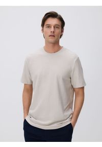 Reserved - Strukturalny t-shirt regular - jasnoszary. Kolor: szary. Materiał: dzianina, bawełna #1