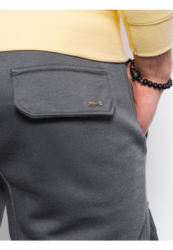 Ombre Clothing - Spodnie męskie dresowe joggery P901 - grafitowe - XXL. Kolor: szary. Materiał: dresówka