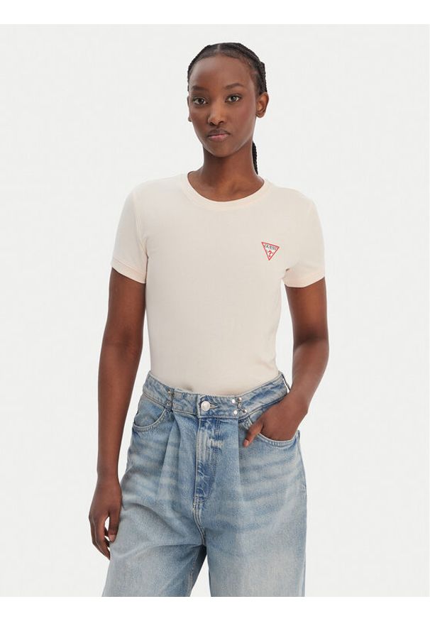 Guess T-Shirt W2YI44 J1314 Pomarańczowy Regular Fit. Kolor: pomarańczowy. Materiał: bawełna