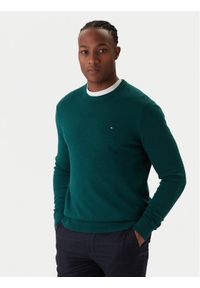 TOMMY HILFIGER - Tommy Hilfiger Sweter MW0MW28046 Zielony Regular Fit. Kolor: zielony. Materiał: bawełna #1