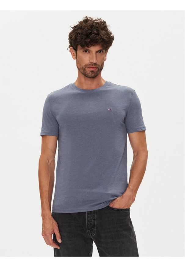 Tommy Jeans T-Shirt Jaspe DM0DM20363 Niebieski Slim Fit. Kolor: niebieski. Materiał: bawełna