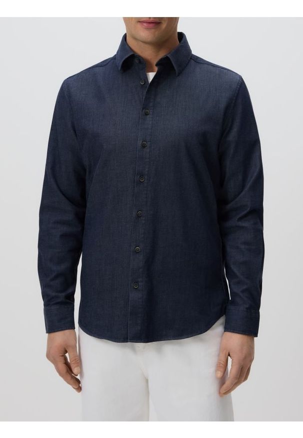 Reserved - Jeansowa koszula slim fit - granatowy. Kolor: niebieski. Materiał: jeans
