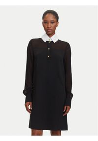 Karl Lagerfeld - KARL LAGERFELD Sukienka codzienna A3W13020 Czarny Regular Fit. Okazja: na co dzień. Typ kołnierza: dekolt w karo. Kolor: czarny. Materiał: wiskoza. Typ sukienki: proste. Styl: casual