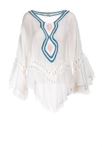 Born2be - Biała Tunika Raylee. Kolor: biały. Długość rękawa: długi rękaw. Długość: długie. Wzór: ażurowy. Styl: boho #5
