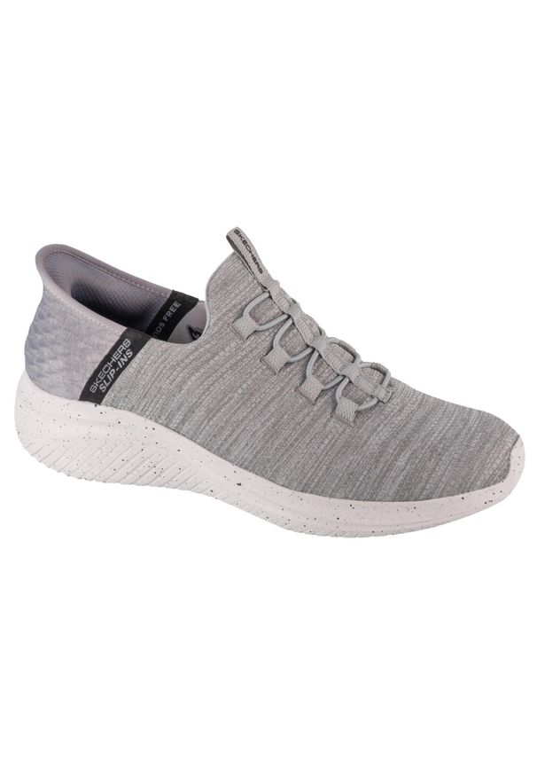 skechers - Męskie ULTRA FLEX 3.0 RIGHT AWAY Slip-on Szary. Zapięcie: bez zapięcia. Kolor: szary. Materiał: poliester, materiał. Szerokość cholewki: normalna