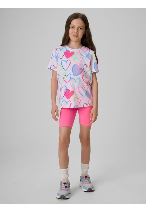 4f - 4F T-shirt regular z nadrukiem dziewczęcy - multikolor 164 (13-14 lat). Okazja: na co dzień. Kolor: wielokolorowy. Materiał: materiał, bawełna, dzianina. Wzór: nadruk. Sezon: lato. Styl: klasyczny, casual