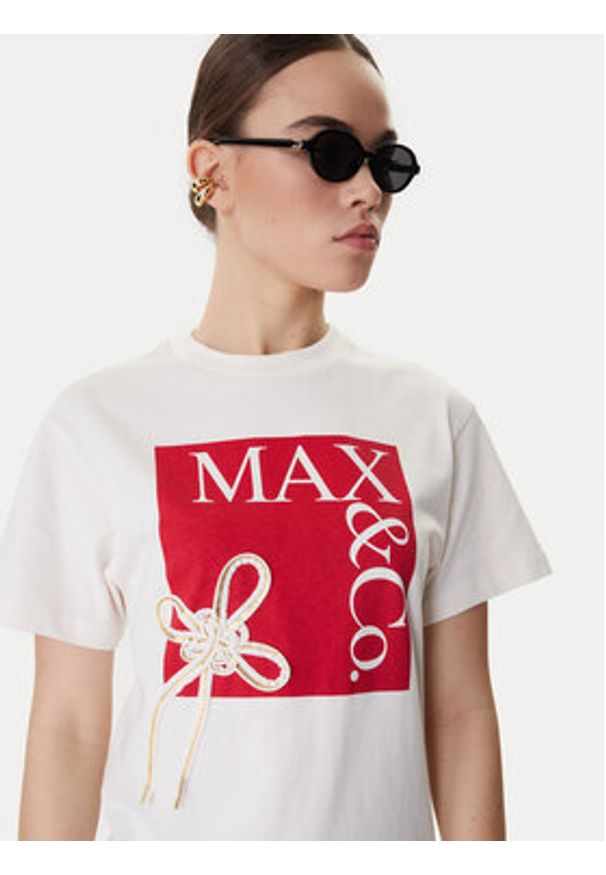 MAX&Co. T-Shirt Mcivolare 2618971016200 Écru Regular Fit. Materiał: bawełna