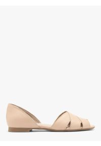 Ryłko - Beżowe sandały peep toe. Nosek buta: otwarty. Kolor: beżowy. Materiał: skóra. Styl: street