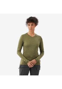SIMOND - Koszulka trekkingowa damska Forclaz Travel 100 Merino Fresh. Materiał: wełna, akryl, materiał. Sport: turystyka piesza