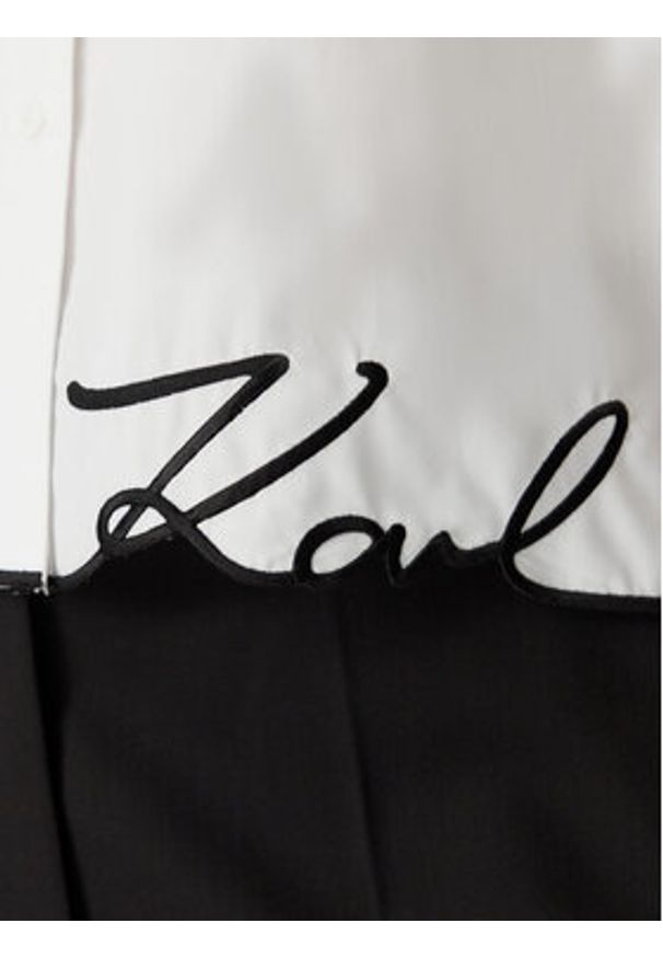 Karl Lagerfeld - KARL LAGERFELD Koszula B2W11017 Biały Loose Fit. Typ kołnierza: dekolt w karo. Kolor: biały. Materiał: bawełna