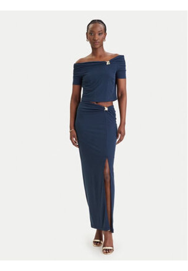 Guess Bluzka W6GP12 K2935 Granatowy Regular Fit. Kolor: niebieski