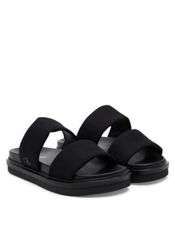 Calvin Klein Jeans Klapki Flat Molded Dbl Bar Sandal Cv YM0YM01222 Czarny. Kolor: czarny. Materiał: materiał