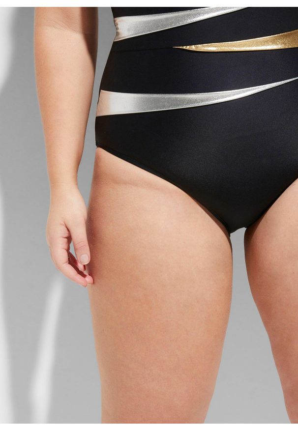 bonprix - Kostium kąpielowy shape ze wstawkami, wysoki stopień modelowania sylwetki. Kolor: czarny. Materiał: materiał