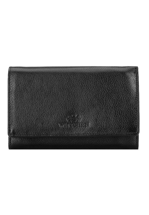 Wittchen - Damski portfel skórzany z portmonetką na bigiel. Kolor: czarny. Materiał: skóra