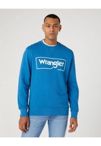 Wrangler - WRANGLER FRAME LOGO MĘSKA BLUZA KLASYCZNA NADRUK CREW DEEP W662HA69F 112331851. Wzór: nadruk. Styl: klasyczny