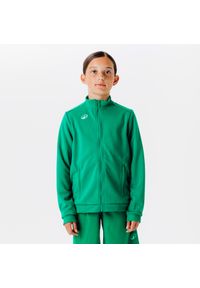 KIPSTA - Bluza piłkarska dla dzieci Kipsta Essential Club na suwak. Typ kołnierza: komin. Kolor: zielony. Materiał: poliester, elastan, tkanina, prążkowany, materiał. Sport: piłka nożna #1