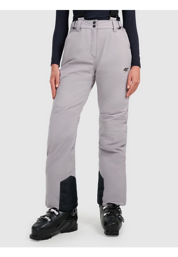 4f - 4F Spodnie narciarskie membrana 5000 damskie - szare XXL. Stan: podwyższony. Kolor: szary. Materiał: poliester, materiał. Wzór: gładki. Sezon: zima. Sport: narciarstwo