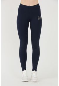 EA7 Emporio Armani - EA7 Granatowe damskie legginsy z małym logo, Rozmiar S. Kolor: niebieski
