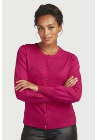 Cellbes - Dzianinowy rozpinany sweter. Kolor: różowy. Materiał: dzianina