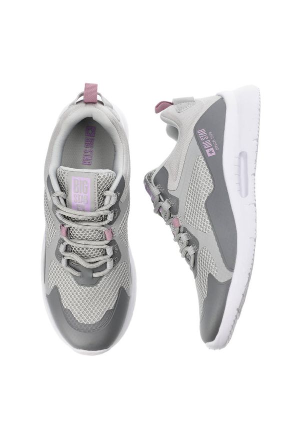 Big-Star - Szare Sneakersy Big Star Damskie Sportowe Buty. Kolor: szary. Materiał: materiał, skóra ekologiczna. Szerokość cholewki: normalna. Wzór: aplikacja
