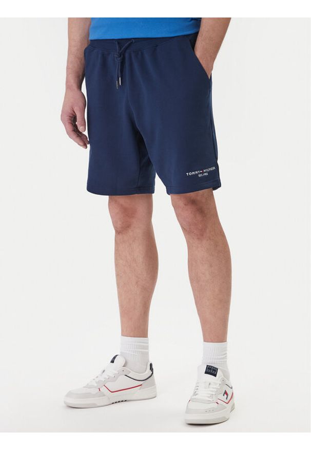 TOMMY HILFIGER - Tommy Hilfiger Szorty sportowe Logo MW0MW43068 Granatowy Regular Fit. Kolor: niebieski. Materiał: bawełna. Styl: sportowy