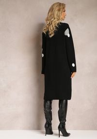 Renee - Czarna Dzianinowa Sukienka w Kropki z Półgolfem Kettena. Kolor: czarny. Materiał: dzianina. Wzór: kropki #2