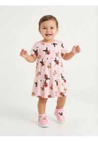 Sinsay - Sukienka z nadrukiem Bing - różowy. Kolor: różowy. Wzór: nadruk #1