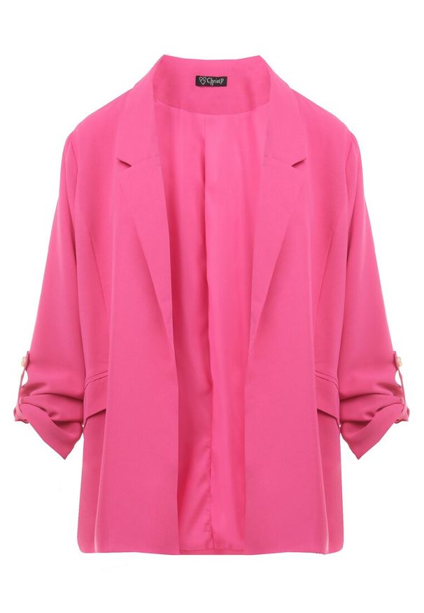 Born2be - Różowa Marynarka Oreithousa. Okazja: na imprezę, do pracy. Kolekcja: plus size. Kolor: różowy. Materiał: tkanina. Długość rękawa: długi rękaw. Długość: długie. Styl: klasyczny, elegancki
