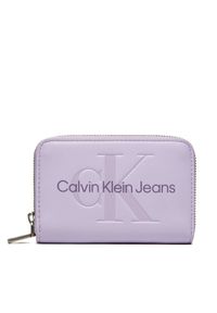 Calvin Klein Jeans Mały Portfel Damski Zip Around Mono K60K612255 Fioletowy. Kolor: fioletowy. Materiał: skóra