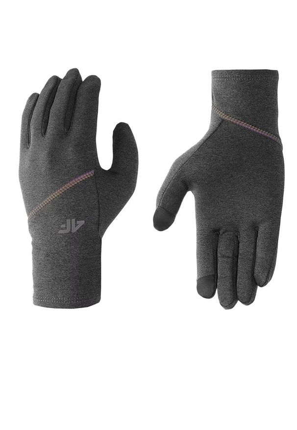 4f - Rękawiczki 4F Touch Screen WAW24AGLOU08125M - szare. Kolor: szary. Materiał: poliester, polar. Sezon: zima