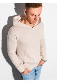Ombre Clothing - Bluza męska z kapturem B1188 - biała - XXL. Typ kołnierza: kaptur. Kolor: biały. Materiał: bawełna, poliester #7