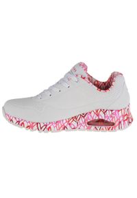 skechers - Buty do chodzenia damskie Skechers Uno Loving Love. Kolor: biały. Materiał: materiał, skóra ekologiczna. Sport: turystyka piesza