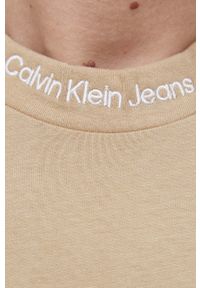 Calvin Klein Jeans t-shirt bawełniany kolor brązowy wzorzysty. Kolor: beżowy. Materiał: bawełna #4