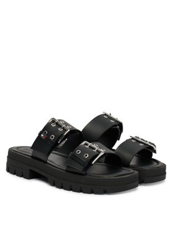 Tommy Jeans Klapki Tjw Buckle Straps Sandal EN0EN02966 Czarny. Kolor: czarny. Materiał: skóra