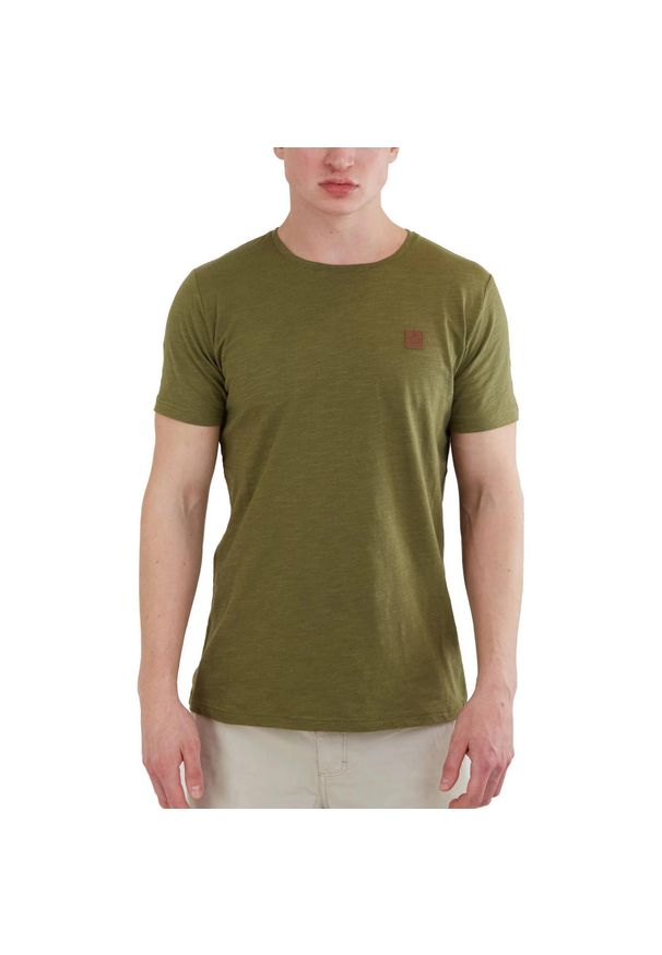 FUNDANGO - T-shirt męski Fundango Jaggy Strukturyzowany krótki rękaw. Kolor: zielony. Długość rękawa: krótki rękaw. Długość: krótkie