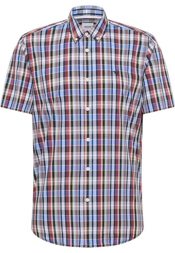 Mustang - MĘSKA KOSZULA MUSTANG Baltimore Summer Check Multi Blue 1015237 12597. Okazja: na co dzień. Typ kołnierza: kołnierzyk klasyczny. Materiał: jeans, bawełna, materiał, skóra. Długość rękawa: krótki rękaw. Długość: krótkie. Wzór: kratka. Sezon: lato. Styl: elegancki, klasyczny, casual