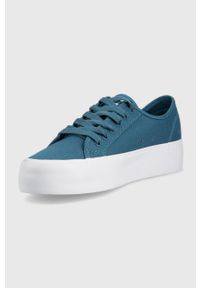 DC tenisówki damskie. Nosek buta: okrągły. Zapięcie: sznurówki. Kolor: niebieski. Materiał: materiał, guma #3
