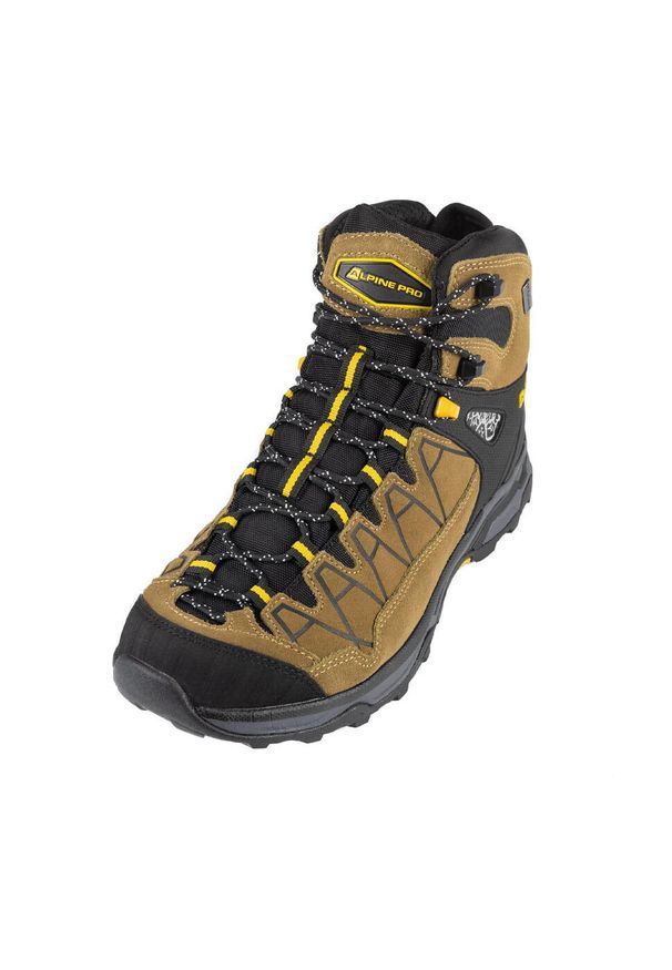 ALPINE PRO - Buty trekkingowe Alpine Pro Vete skórzane. Kolor: brązowy, zielony, wielokolorowy. Materiał: skóra