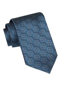 Angelo di Monti - Krawat Męski - Niebieski w Geometryczny Wzór. Kolor: niebieski. Materiał: tkanina. Wzór: geometria. Styl: elegancki, wizytowy #1