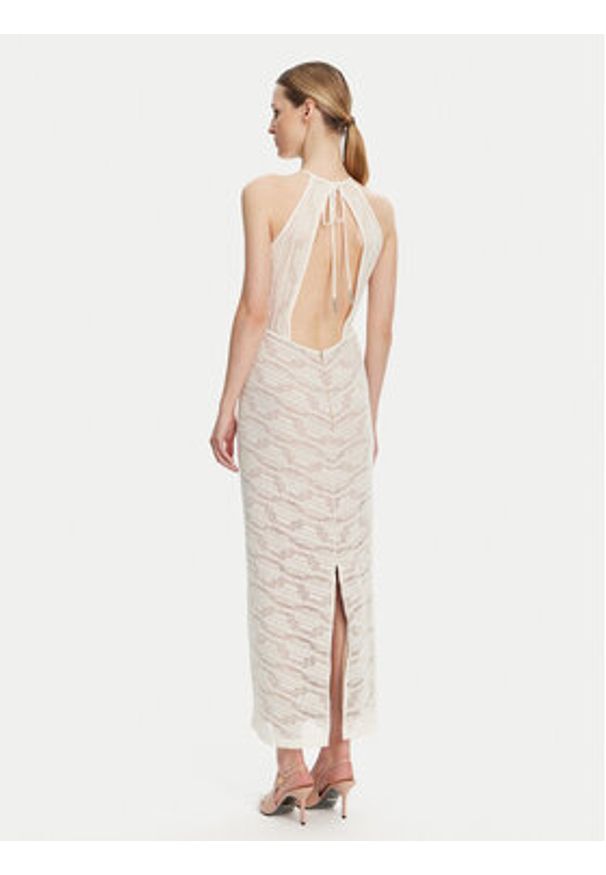 Guess Sukienka koktajlowa W5GK66 KCT80 Beżowy Slim Fit. Kolor: beżowy. Materiał: syntetyk, bawełna. Styl: wizytowy