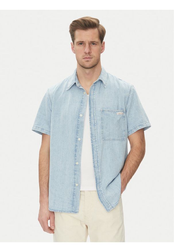 Calvin Klein Jeans Koszula jeansowa J30J327180 Niebieski Regular Fit. Kolor: niebieski. Materiał: bawełna