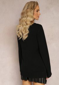 Renee - Czarny Sweter z Miękkiej Dzianiny Emamsse. Kolor: czarny. Materiał: dzianina. Długość rękawa: długi rękaw. Długość: długie. Styl: klasyczny #4