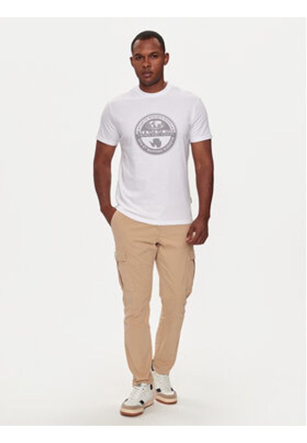 Napapijri T-Shirt S-Bollo NP0A4I3C Biały Regular Fit. Kolor: biały. Materiał: bawełna
