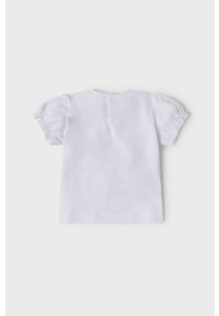 Mayoral T-shirt bawełniany dziecięcy kolor biały. Okazja: na co dzień. Kolor: biały. Materiał: bawełna. Długość rękawa: krótki rękaw. Długość: krótkie. Styl: casual