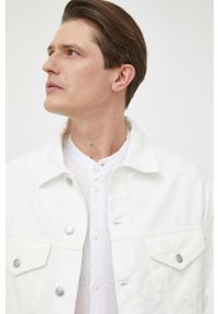 Sisley kurtka jeansowa męska kolor biały przejściowa. Kolor: biały. Materiał: jeans. Wzór: gładki #2