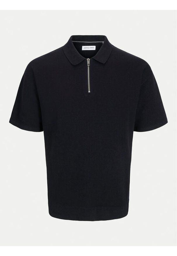 Jack & Jones - Jack&Jones Polo Troy 12269617 Czarny Relaxed Fit. Typ kołnierza: polo. Kolor: czarny. Materiał: bawełna