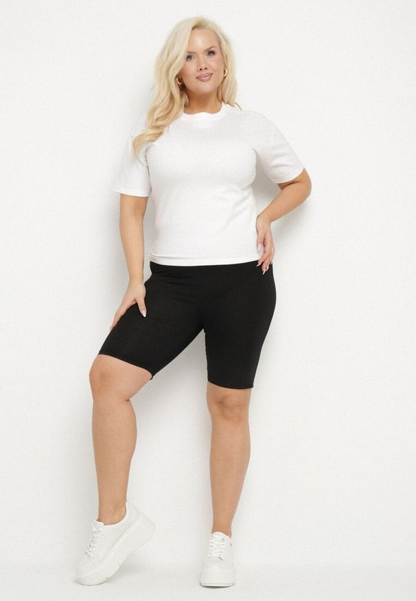 Born2be - Czarne Szorty Kolarki z Bawełny Faniren. Kolekcja: plus size. Kolor: czarny. Materiał: bawełna